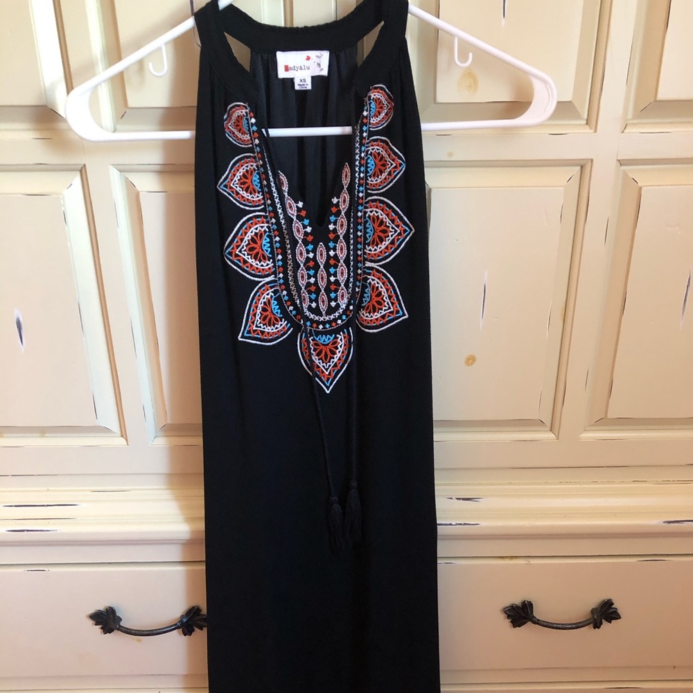 WORN ONCE Black Appliqué Dress